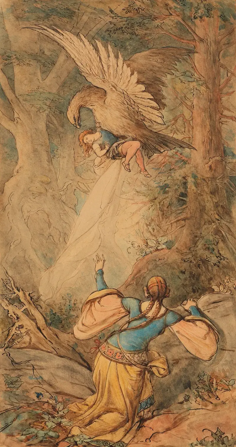 Illustration till sagan ’Fundevogel’ av Ferdinand Fellner
