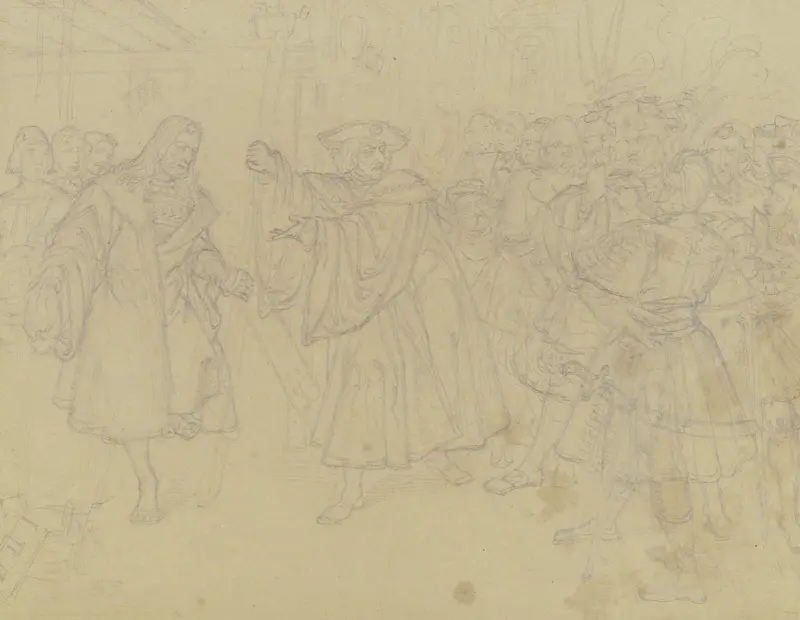 Kejsar Maximilian håller Albrecht Dürer stegen av Ferdinand Fellner