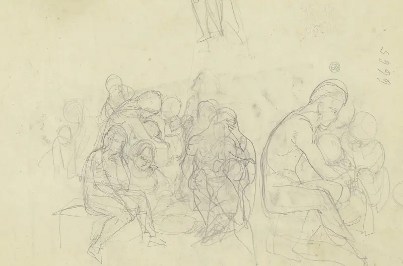 Sittande grupp figurer av Ferdinand Fellner