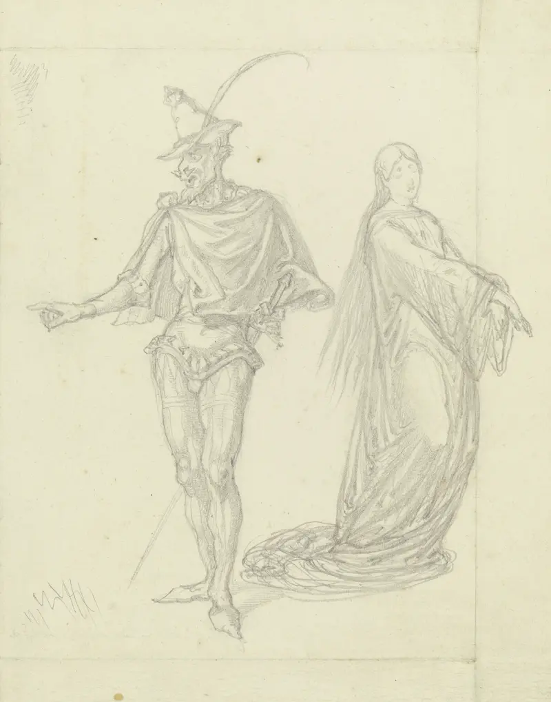 Studieblad; Mefisto samt Lady Macbeth eller Gretchen av Ferdinand Fellner