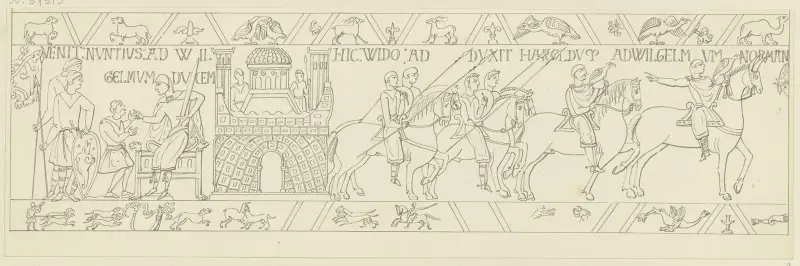 Zeichnung nach dem Bildteppich von Bayeux – Nr. 5 von Ferdinand Fellner