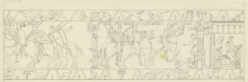 Zeichnung nach dem Bildteppich von Bayeux – Nr. 6 von Ferdinand Fellner