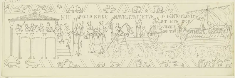 Teckning efter Bayeux-tapeten av Ferdinand Fellner
