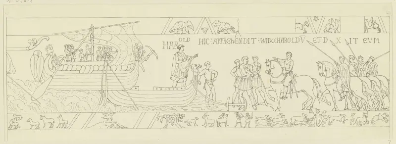 Teckning efter Bayeux-tapeten av Ferdinand Fellner