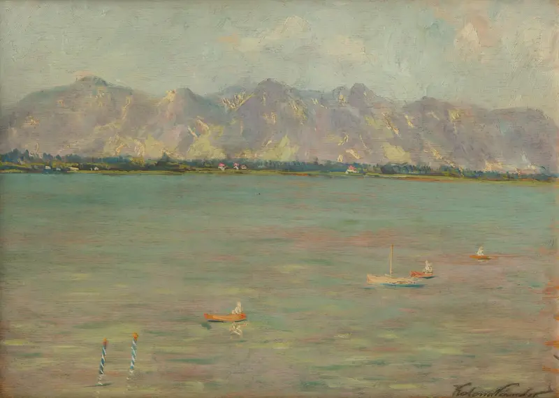 Mountain Landscape with a Lake av Ferdinand Katona