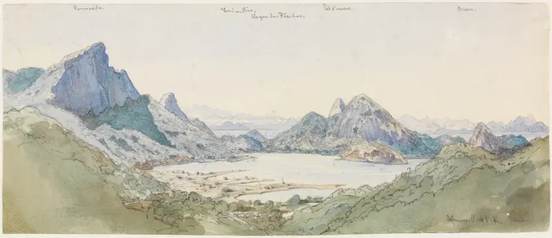 Brasiliansk bergslandskap vid havet av Ferdinand Keller