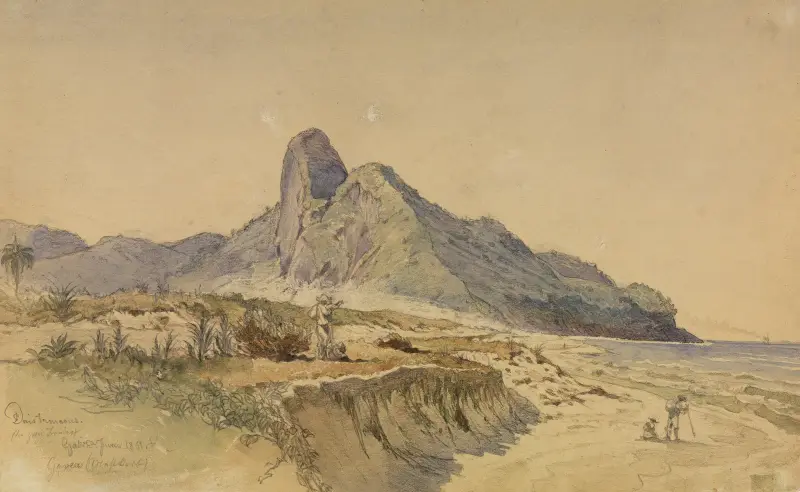 Bergen 'Dois Irmãos' vid havet av Ferdinand Keller