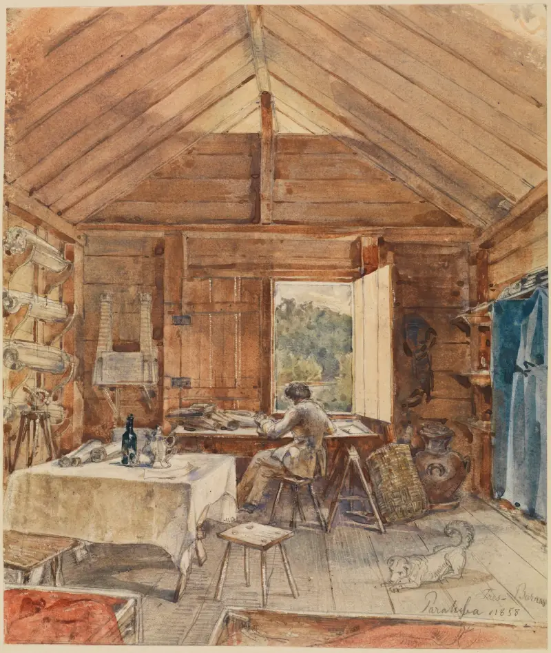 Interieur mit Mann am Schreibtisch von Ferdinand Keller