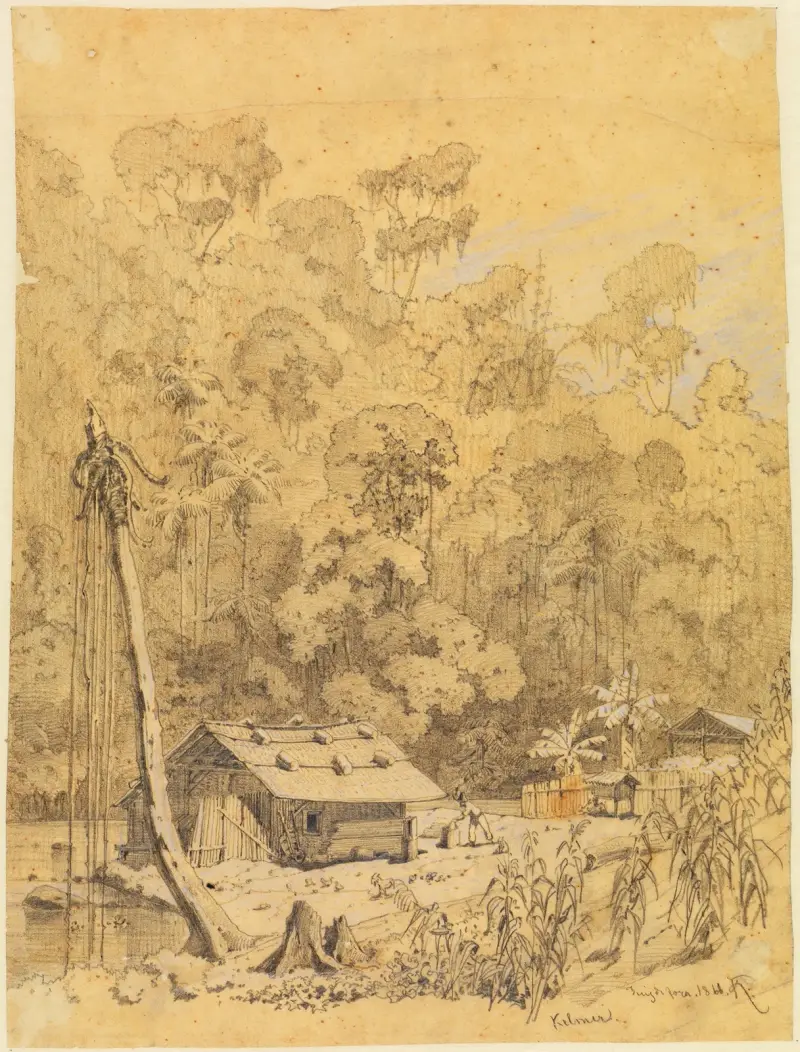 Bosättning i urskogen av Ferdinand Keller