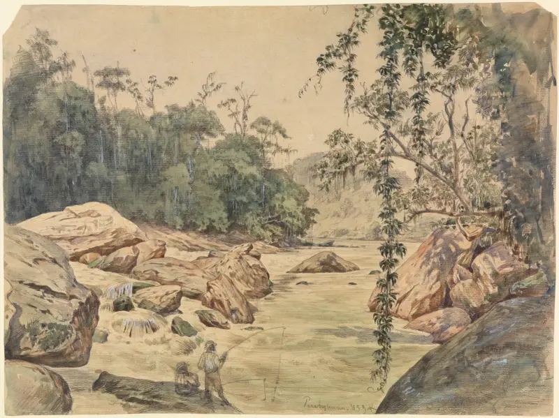 Zwei Angler am Parahybafluss av Ferdinand Keller