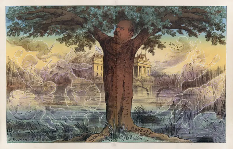 The new Democratic eucalyptus tree purifies a political morass av Joseph Ferdinand Keppler