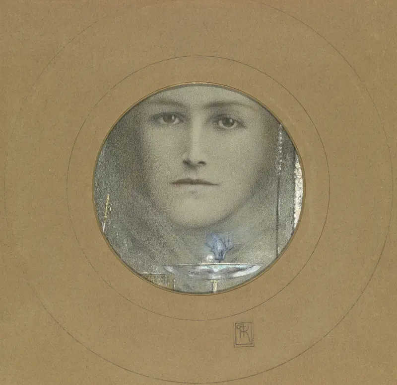 Brown Eyes and a Blue Flower, 1905 – nr 1 av Fernand Khnopff