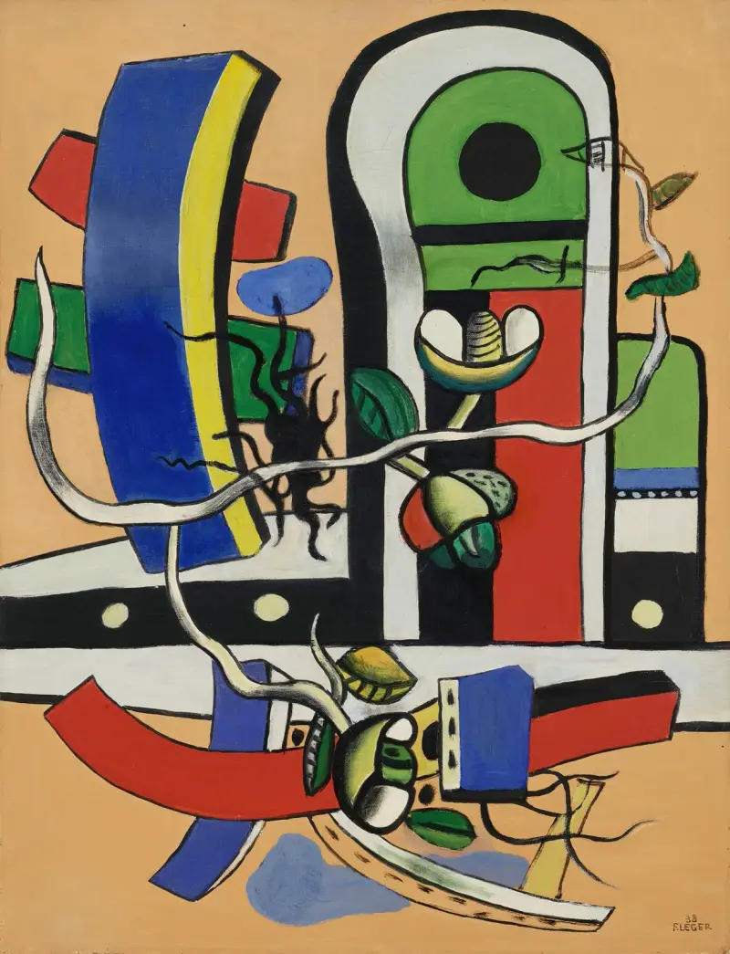 Komposition med tre blommor av Fernand Léger
