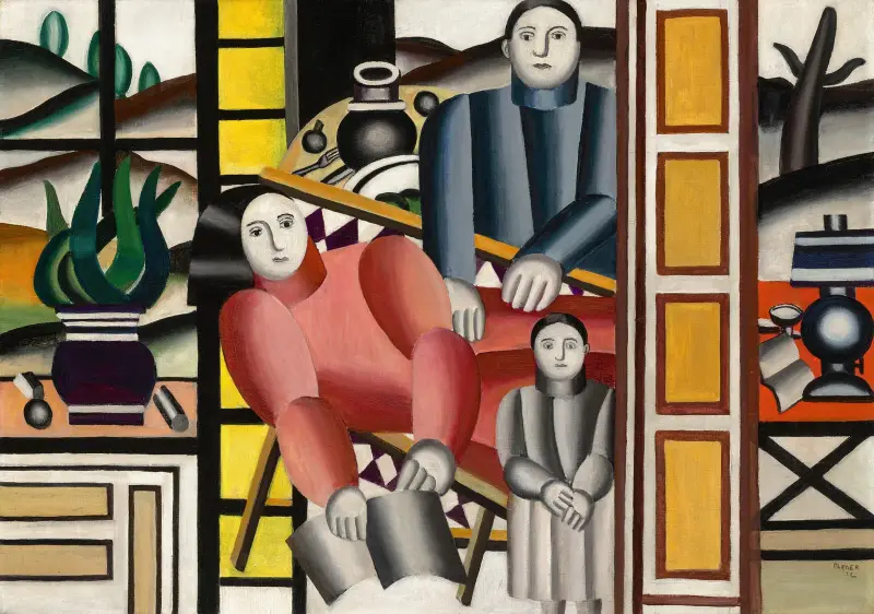 Tre figurer framför trädgården av Fernand Léger