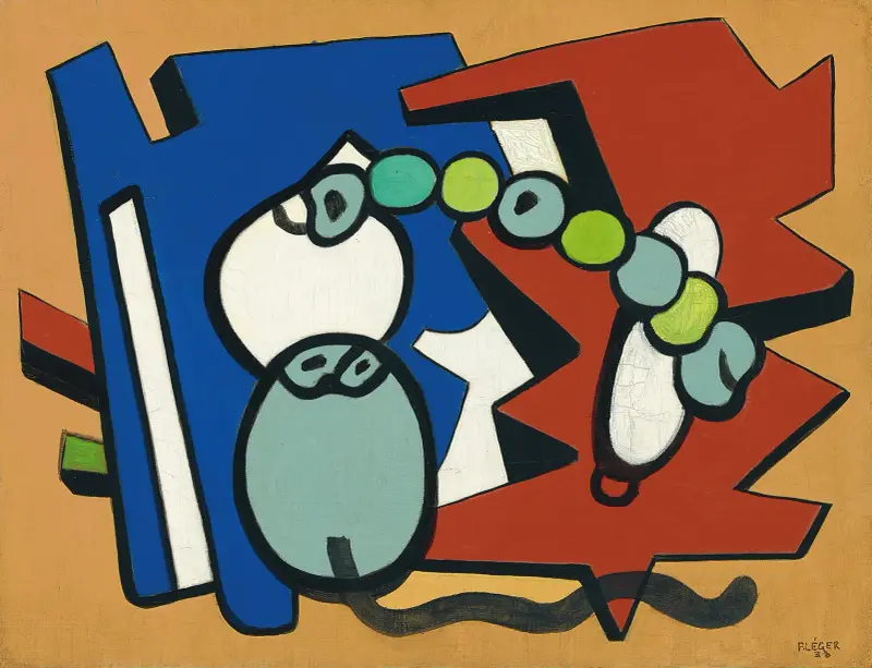 Trefärgad stilleben av Fernand Léger