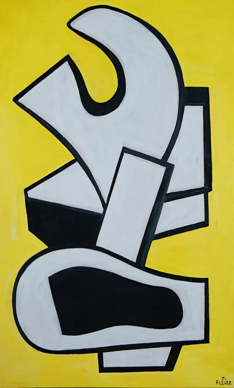 Väggmålning på gul bakgrund av Fernand Léger