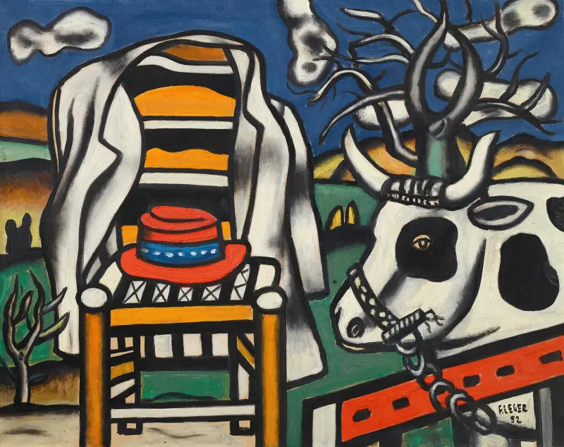 En ko och en röd hatt av Fernand Léger
