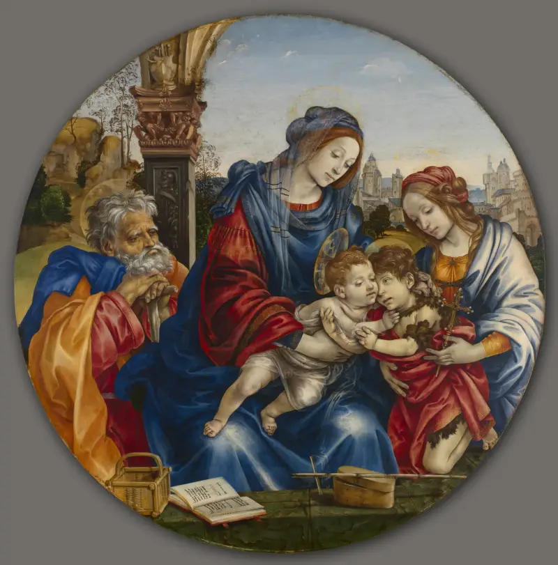 The Holy Family with Saint John the Baptist and Saint Margaret av Filippino Lippi