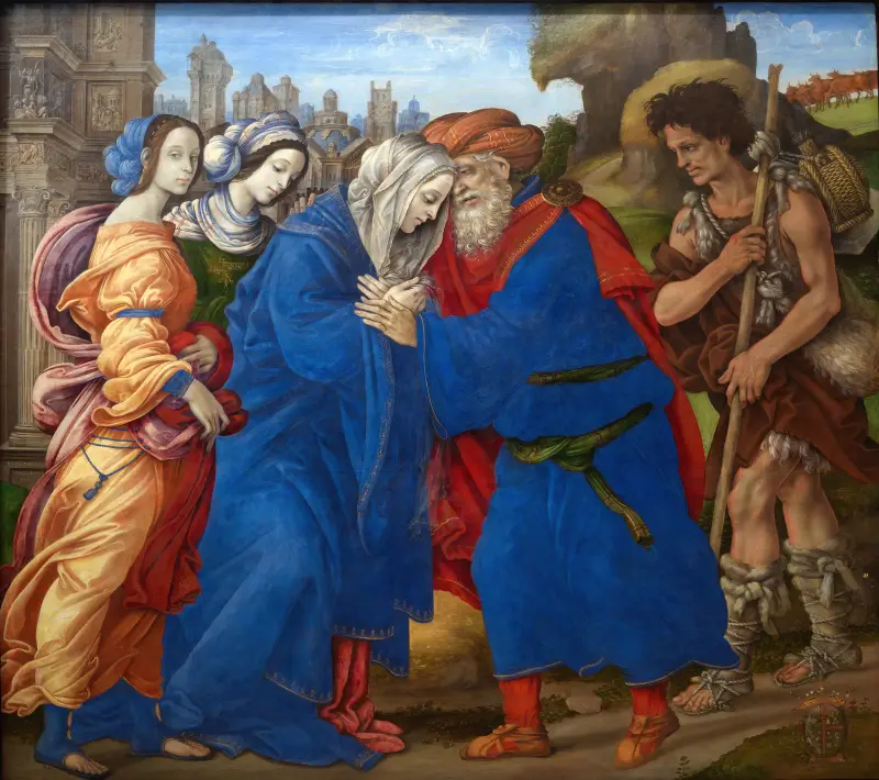 The Meeting of Joachim and Anne outside the Golden Gate of Jerusalem av Filippino Lippi