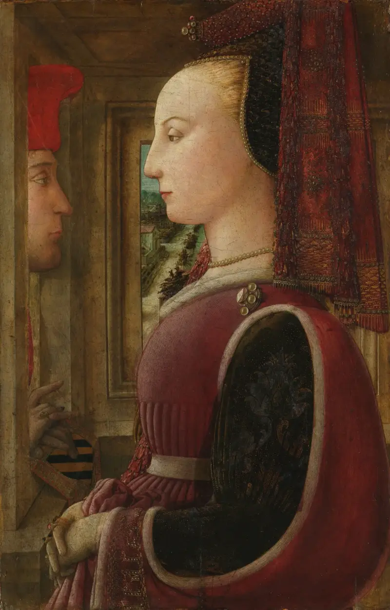 Portret kobiety z mężczyzną przy oknie, Filippo Lippi