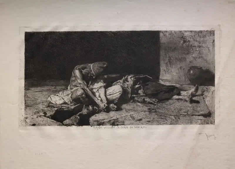Arab Watching over the Body of His Friend av Mariano Fortuny Marsal