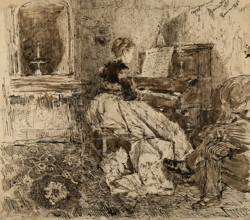 Cecilia de Madrazo Playing the Piano av Mariano Fortuny Marsal