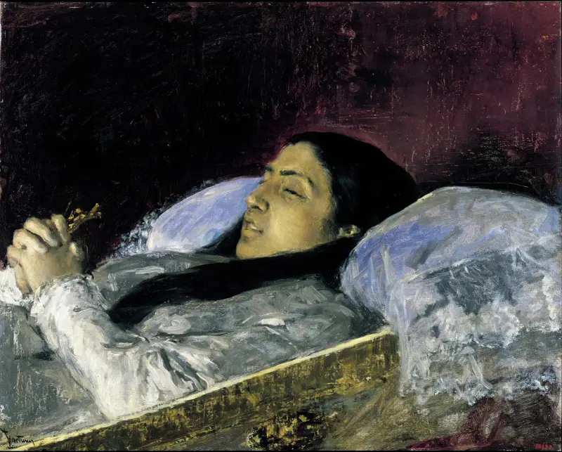 Miss Del Castillo på sin dödsbädd av Mariano Fortuny Marsal
