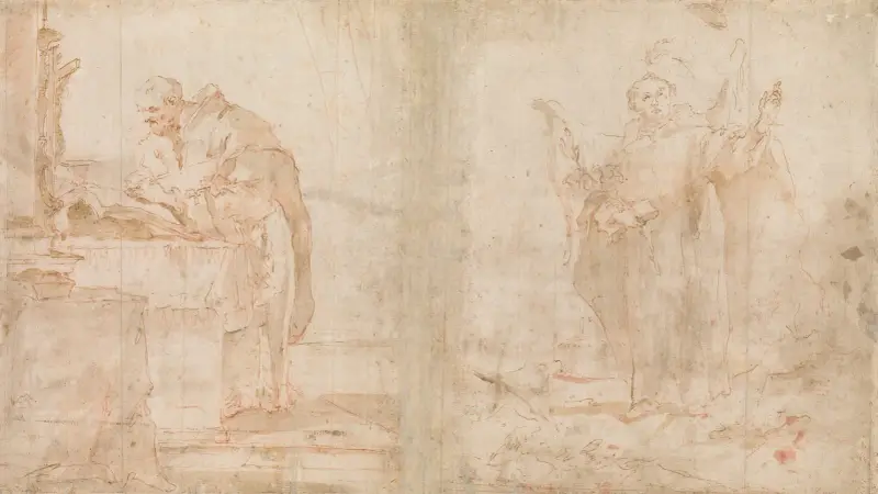 Präst som firar mässa och Vincent Ferrer som predikar av Francesco Guardi