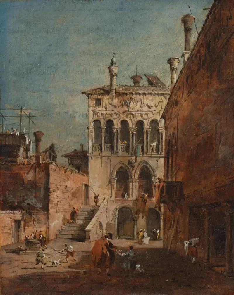 Arkitektonisk capriccio med en campiello av Francesco Guardi