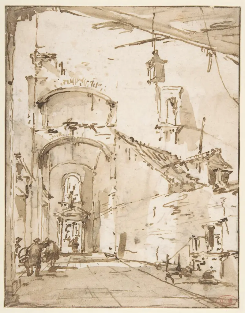 Arkitektonisk capriccio; En välvd passage av Francesco Guardi