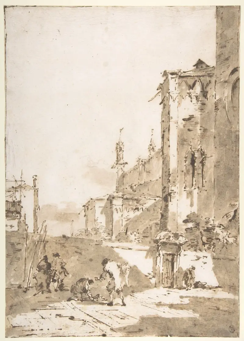 Tärningsspelare på ett venetianskt torg av Francesco Guardi