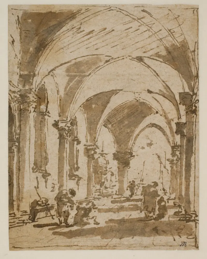 Dogepalatsets valvgång mot Piazzettan av Francesco Guardi