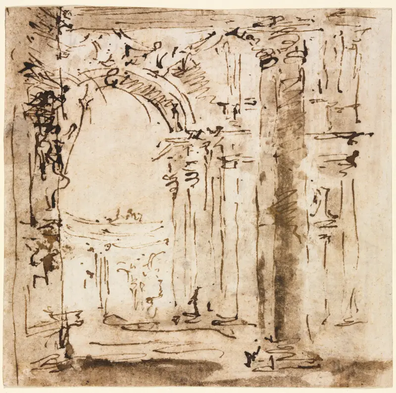 Skiss av Villa Pisanis labyrint av Francesco Guardi