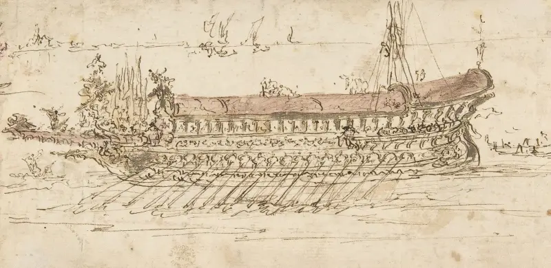The Bucintoro Moving to the Left av Francesco Guardi