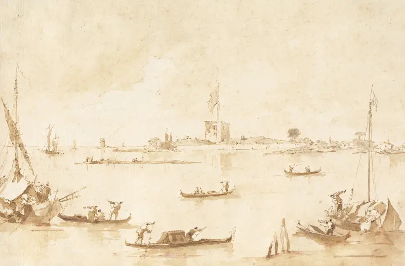 Fästningen San Andrea från lagunen av Francesco Guardi