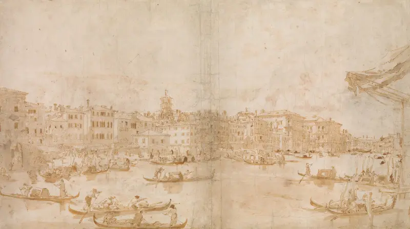 Canal Grande ovanför Rialtobron av Francesco Guardi