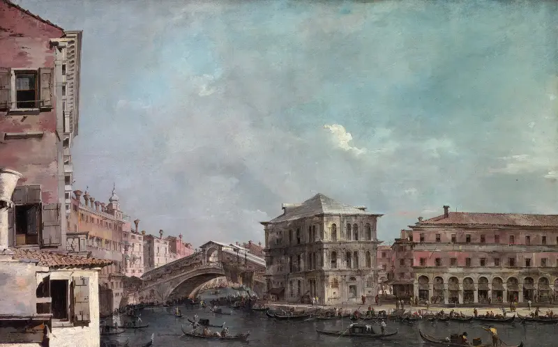 Canal Grande ovanför Rialto av Francesco Guardi