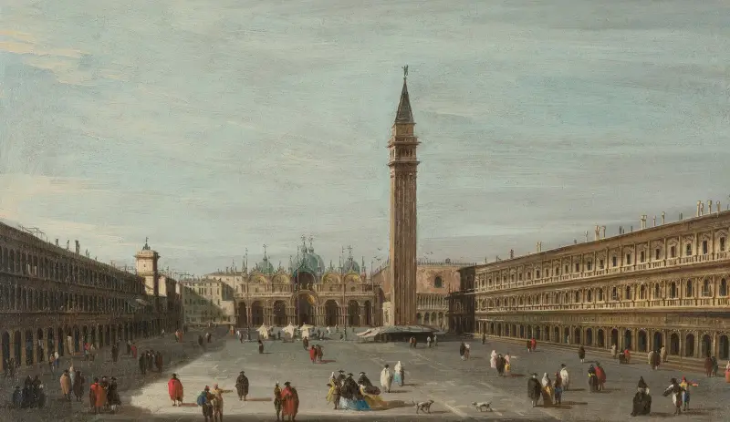 Piazzan i Venedig, vy mot öster av Francesco Guardi