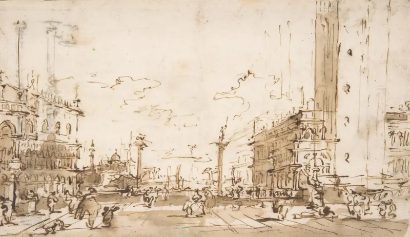 Piazzettan, mot San Giorgio Maggiore av Francesco Guardi