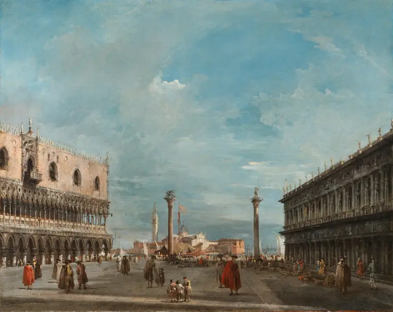 Piazzettan i Venedig mot San Giorgio Maggiore av Francesco Guardi