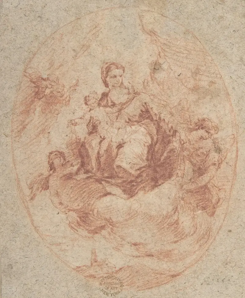 Jungfrun och barnet med skapular av Francesco Guardi