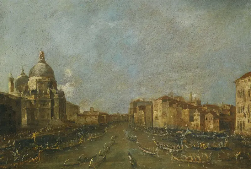 Benátky, slavnost na Canal Grande u Santa Maria della Salute, Francesco Guardi