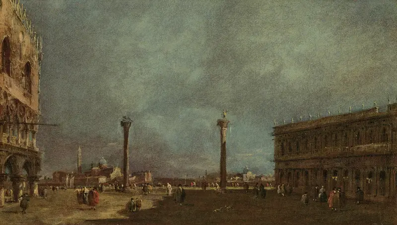 Venice, the Piazzetta looking south, with a view of the Doge’s Palace and the Biblioteca Marciana, the island of San Giorgio Maggiore beyond av Francesco Guardi