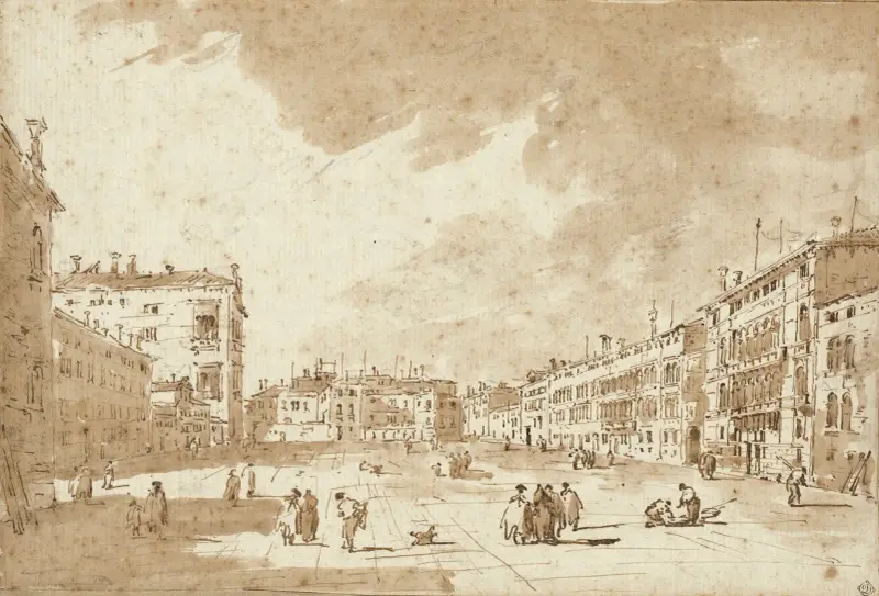 Vy över Campo S. Polo av Francesco Guardi