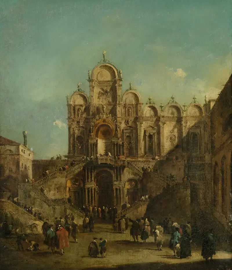 View Of Campo San Zanipolo With The Loggia Erected On The Occasion Of The Blessing Of Pope Pius Vi av Francesco Guardi