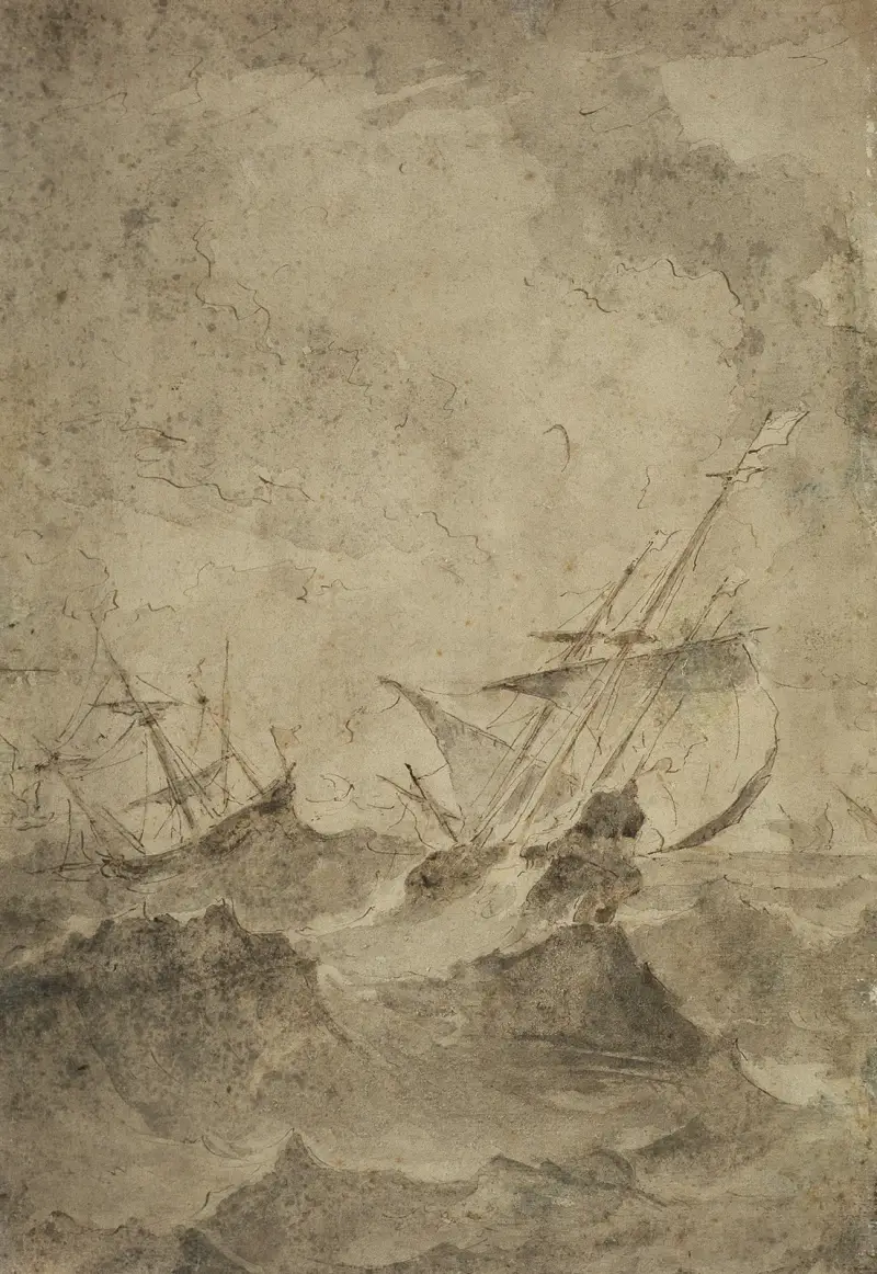 Två segelbåtar på stormigt hav av Francesco Guardi