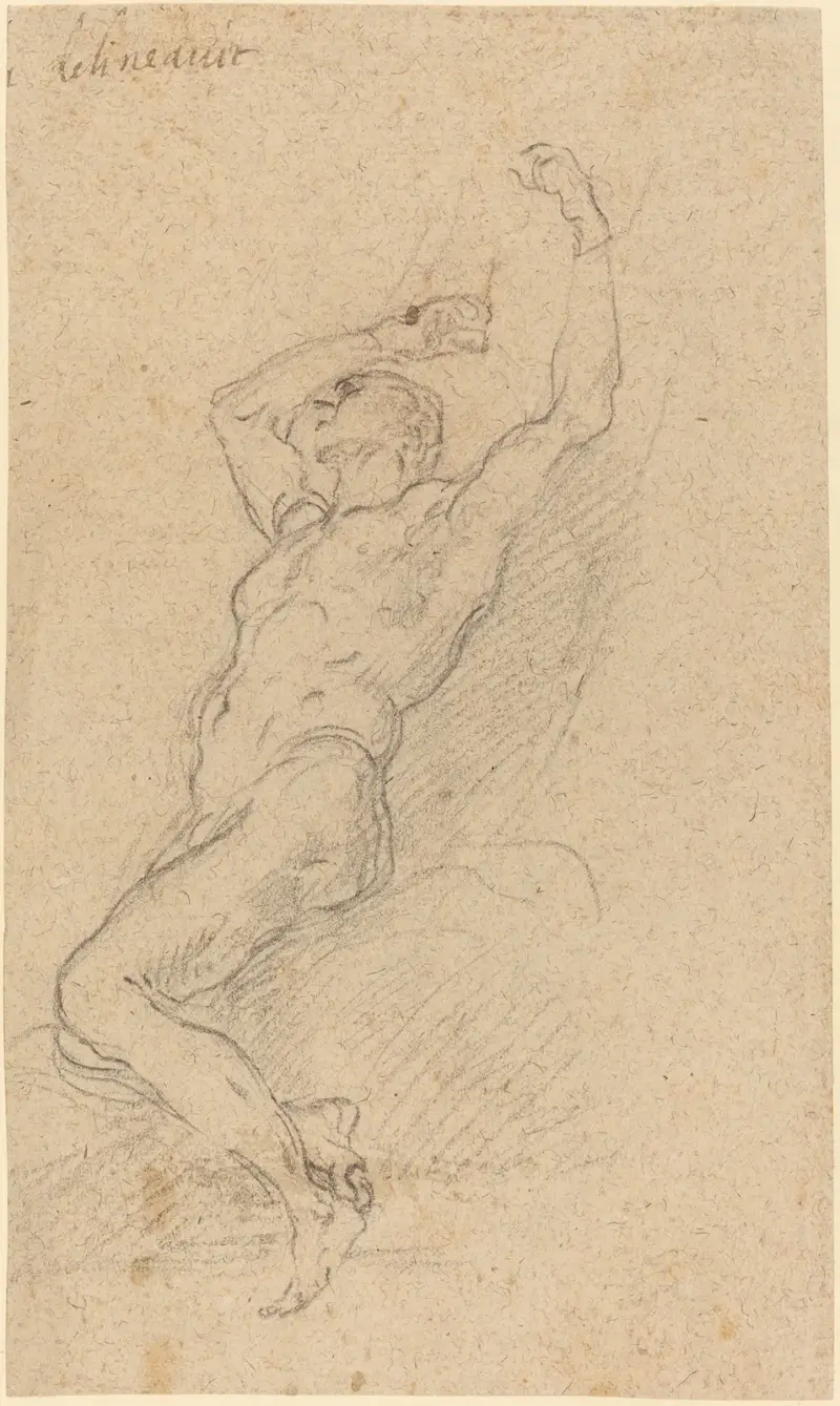 A Nude Man Chained to a Rock av Francesco Solimena