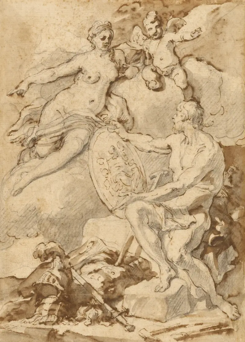 Venus Receiving from Vulcan the Arms of Aeneas av Francesco Solimena