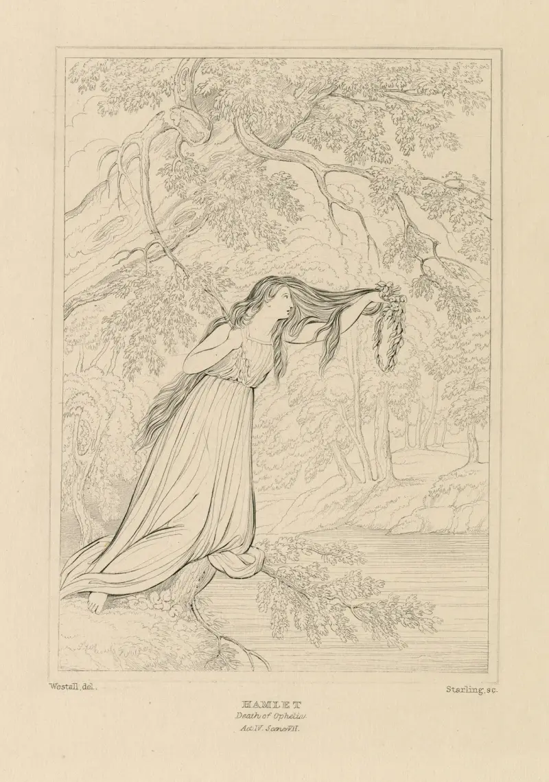 Hamlet, act 4, scene 7, Ophelia av William Francis Starling