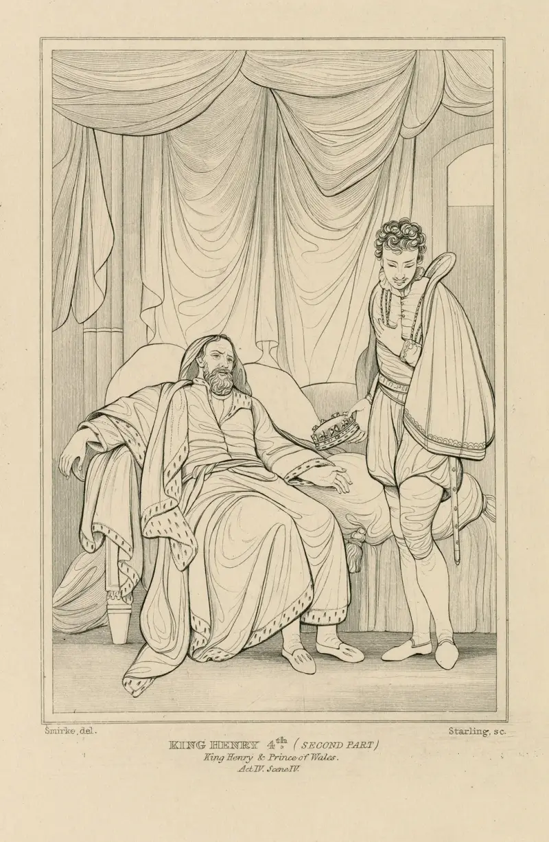 King Henry 4th, (second part), King Henry & the Prince of Wales, act IV, scene IV av William Francis Starling